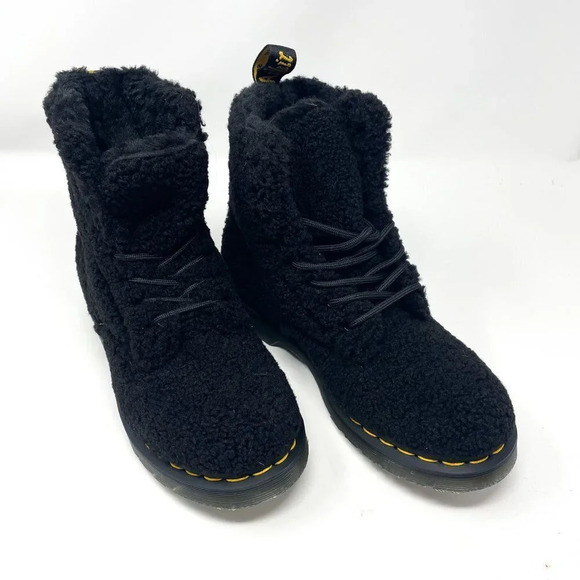 Dr. Martens 1460 Pascal Women's Faux  Shearling Boots in Black Lux Borg Sz 7 NWT - Picture 4 of 10